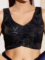 Thumbnail for Joban Fashion Navy Blue Organza Padded Blouse With Sweetheart Neck Sleeveless - Distacart