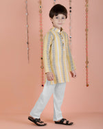 Thumbnail for Joban Fashion Kids Island Cotton Full Sleeves Striped Kurta and Pyjama- Yellow - Distacart