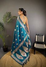 Thumbnail for Joban Fashion Banarasi Sea Blue Woven Soft Silk Saree