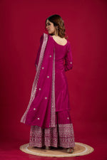 Thumbnail for Joban Fashion Rani Kurta Set Silk Sequins , Zari, Coding & Thread Embroidered work - Distacart