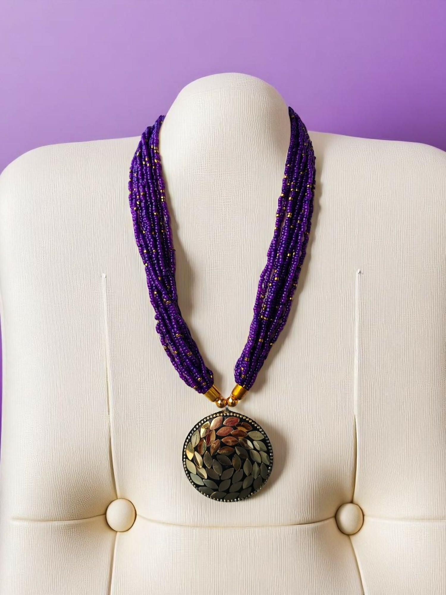 Inhanns Everyday Statement Beaded Pendant Necklace - Purple - Distacart