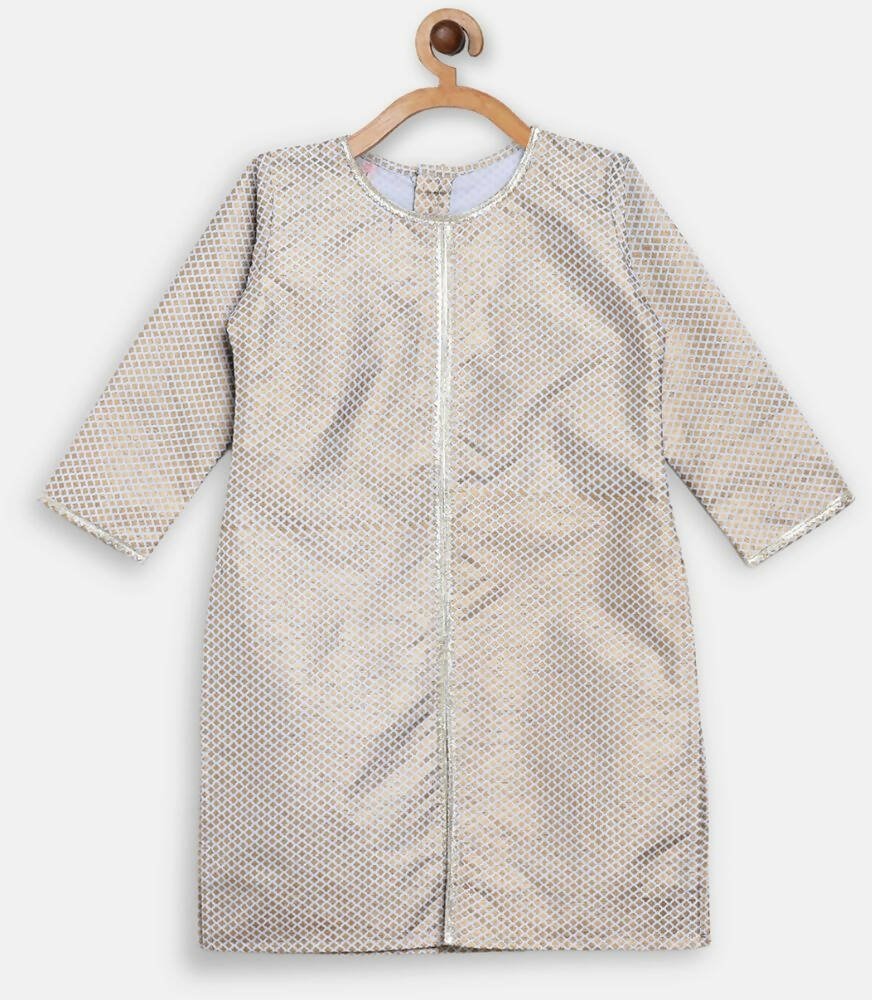 Ahalyaa Poly Silk Gold Printed Straight Kids Kurta With Palazzo For Girls - Distacart