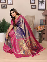 Thumbnail for Aastha Fashion Purple Tissue Silk Weaving Saree - Distacart
