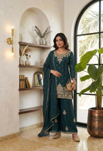 Thumbnail for Teeya Creation New Latest Stylish Kurta Palazzo Set - Teal - Dista