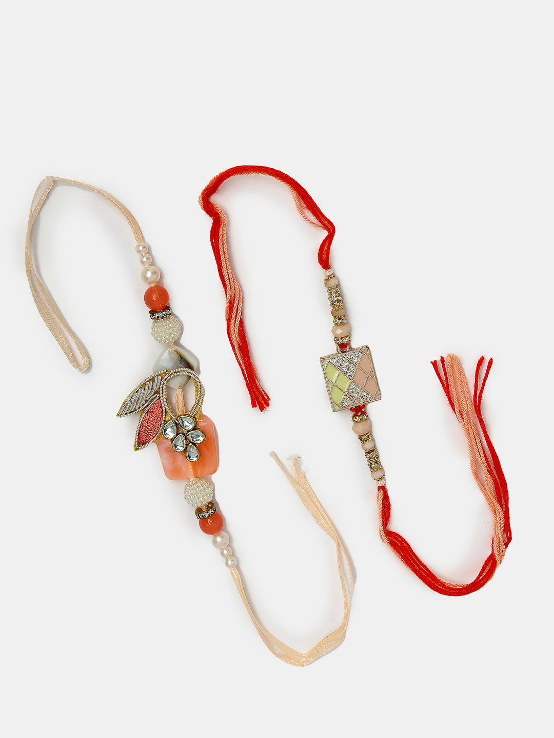 NVR Men Set of 2 Multicolor Stone-Studded Rakhi With Roli Chawal - Distacart