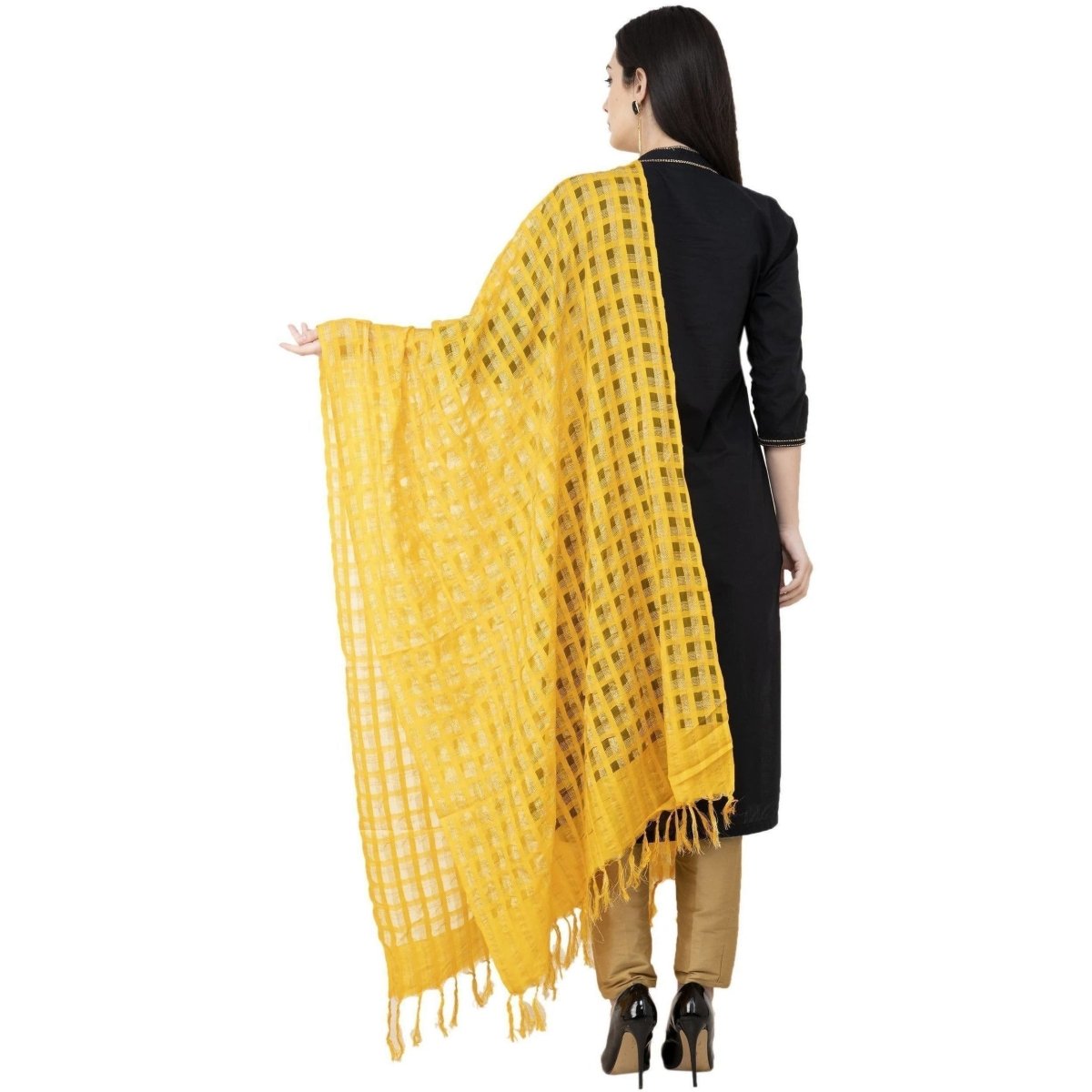 A R SILK Golden Box Regular Dupatta Yelllow Color Dupatta or Chunni