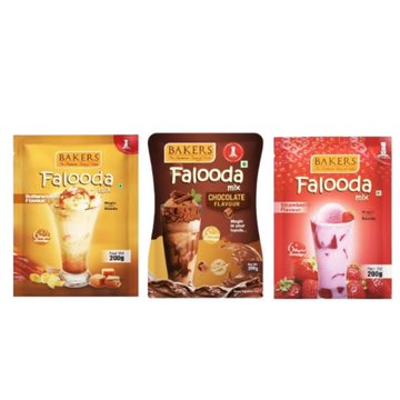 BAKERS Falooda Mix Powder - Chocolate, Butterscotch and Strawberry - Dista