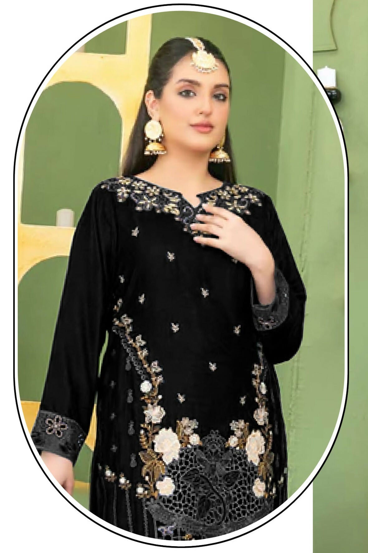 Anaita Black Velvet Suit with Embroidery Sequence Work - Distacart