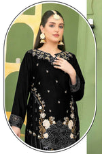 Thumbnail for Anaita Black Velvet Suit with Embroidery Sequence Work