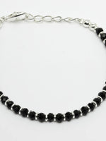 Thumbnail for NVR Women Silver-Toned Black Brass Rhodium-Plated Link Bracelet - Distacart
