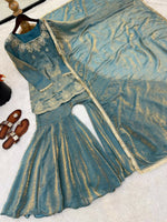 Thumbnail for Teeya Creation Womens New Fancy Embroidery Sequence Work With Zarkan Diamond Work Kurta Set - Dista