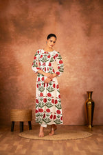 Thumbnail for Joban Fashion Red Rose Floral Hand Block Printed Cotton Kurta Pant Set - Distacart