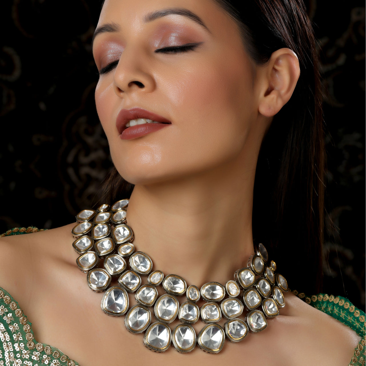 Maharani Layered Choker (Silver) - Ruby Raang - Distacart