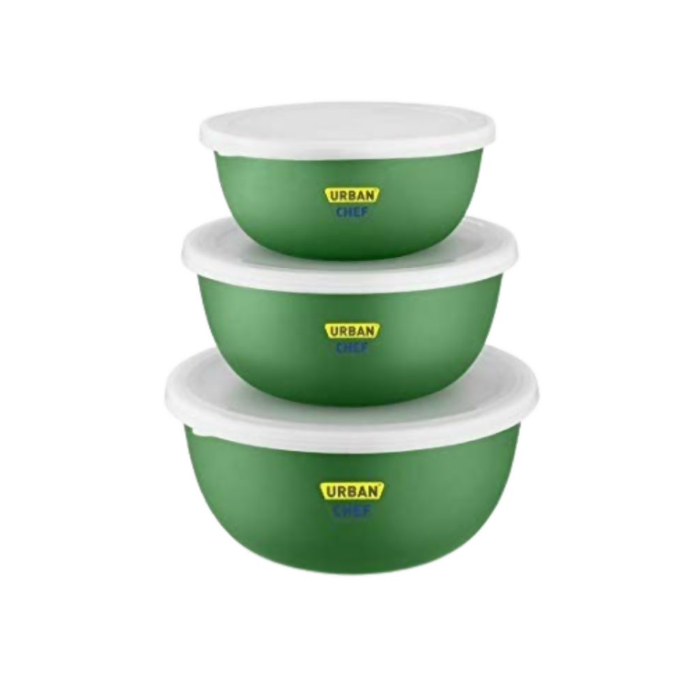 Urban Chef Mixing Bowl Set of 3 Stainless Steel - Green - Dista