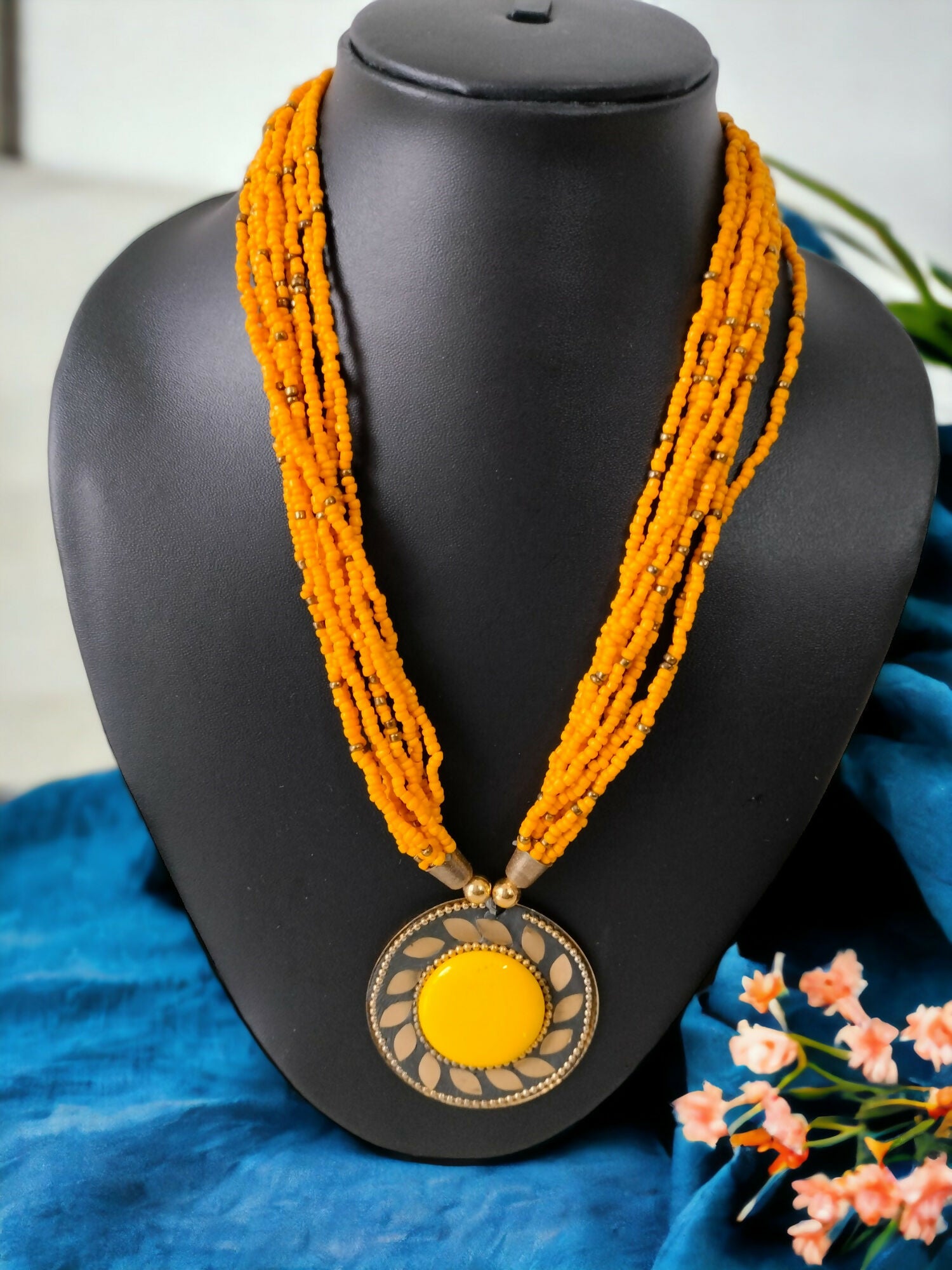 Inhanns Everyday Statement Beaded Pendant Necklace - Yellow - Distacart