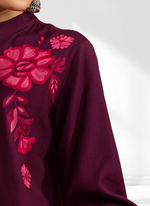 Thumbnail for Joban Fashion Wine Silk Embroidered Readymade Tunic - Distacart