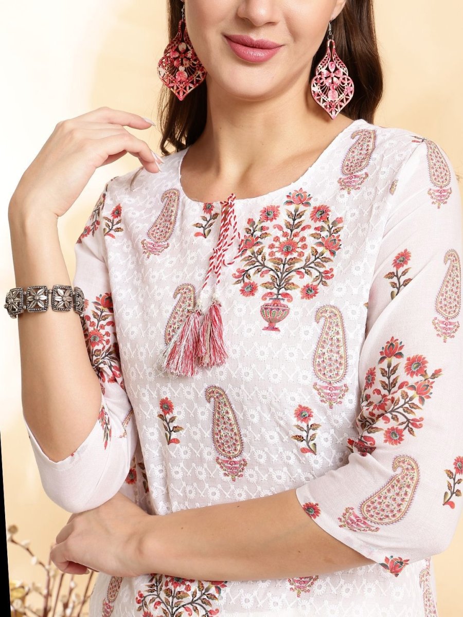 Anouk Women Floral Printed Thread Work Kurta - Distacart