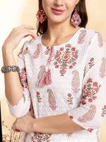 Thumbnail for Anouk Women Floral Printed Thread Work Kurta