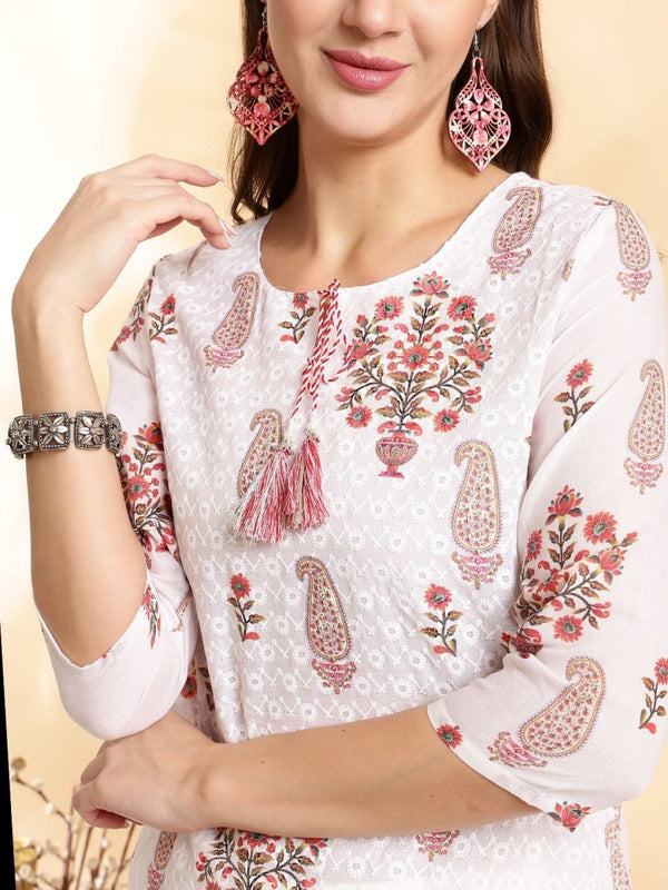Anouk Women Floral Printed Thread Work Kurta