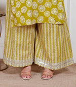 Thumbnail for Miravan Plus Size Women'S Lime Yellow Block Printed Kurta With Palazzo