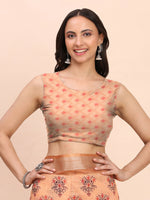 Thumbnail for Astita Linen Cotton Orange Saree
