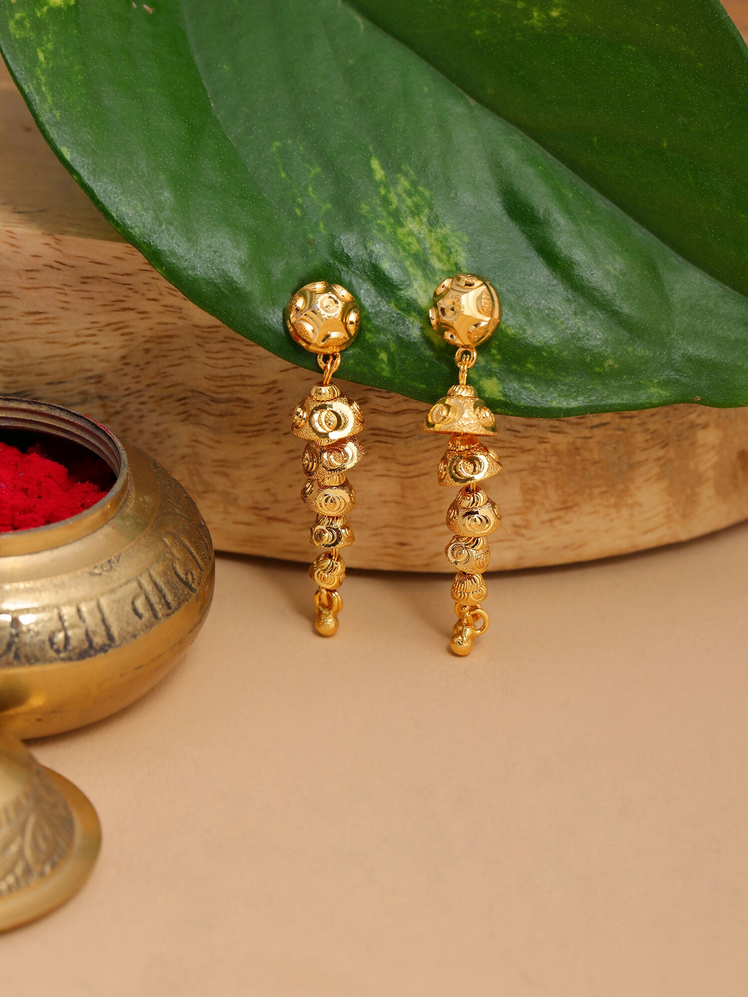 Ruby Raang Traditional Gold Earrings