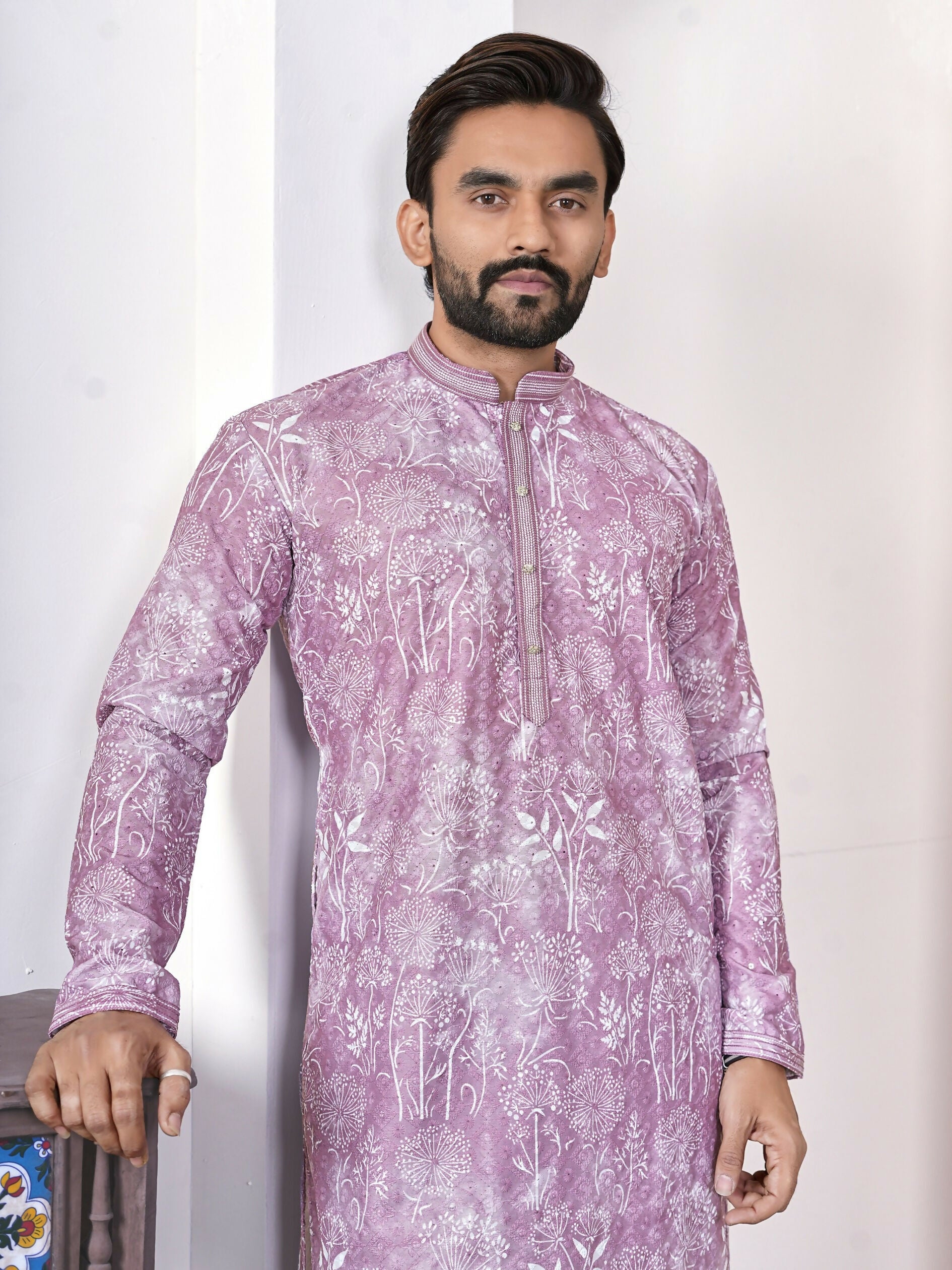 Anaita Purple Digital Printed Work Cotton Straight Kurta - Distacart