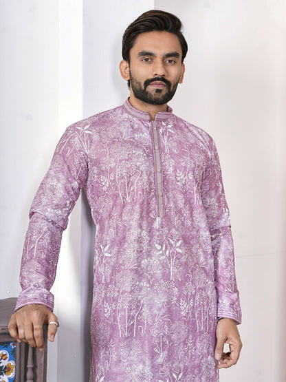 Anaita Purple Digital Printed Work Cotton Straight Kurta - Distacart