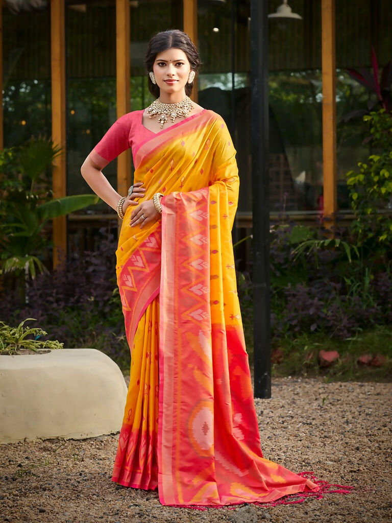 Shree Shyam Fashion Yellow Soft Silk Saree - Distacart
