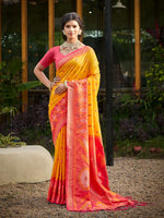 Thumbnail for Astita Yellow Soft Silk Saree