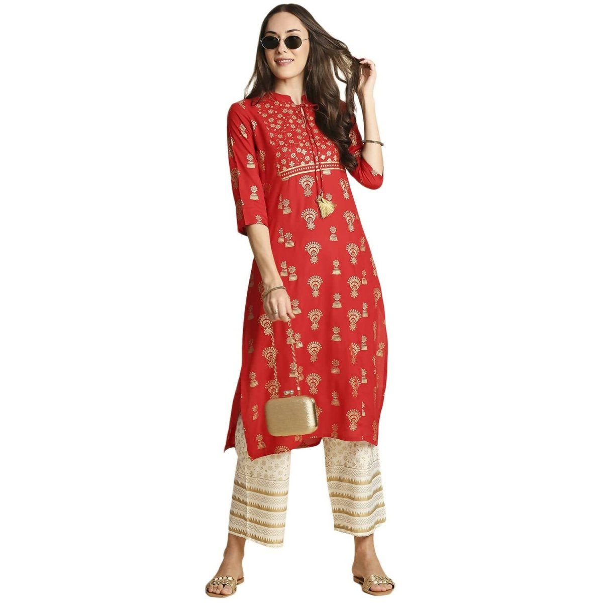 Anubhutee Women's Rayon Ethnic Red Kurta Set - Distacart