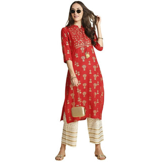 Anubhutee Women's Rayon Ethnic Red Kurta Set - Distacart
