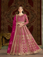 Thumbnail for Anaita Rani Pink Embroidered Net Stitched Anarkali Suit - Distacart