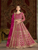 Anaita Rani Pink Embroidered Net Stitched Anarkali Suit - Distacart