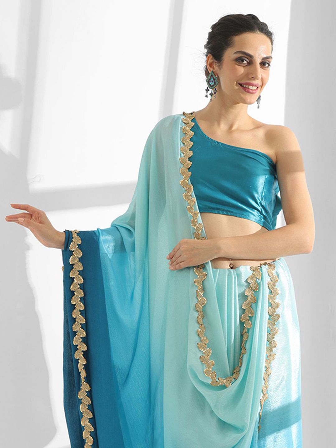 Mitera Women Satin Ombre Saree - Distacart