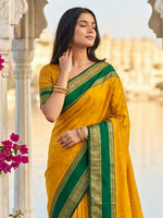 Thumbnail for Shree Shyam Fashion Yellow Silk Blend Saree - Dista