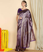 Thumbnail for Preksha Creation Designer Women Banarasi Soft Silk Saree - Dark Blue - Distacart