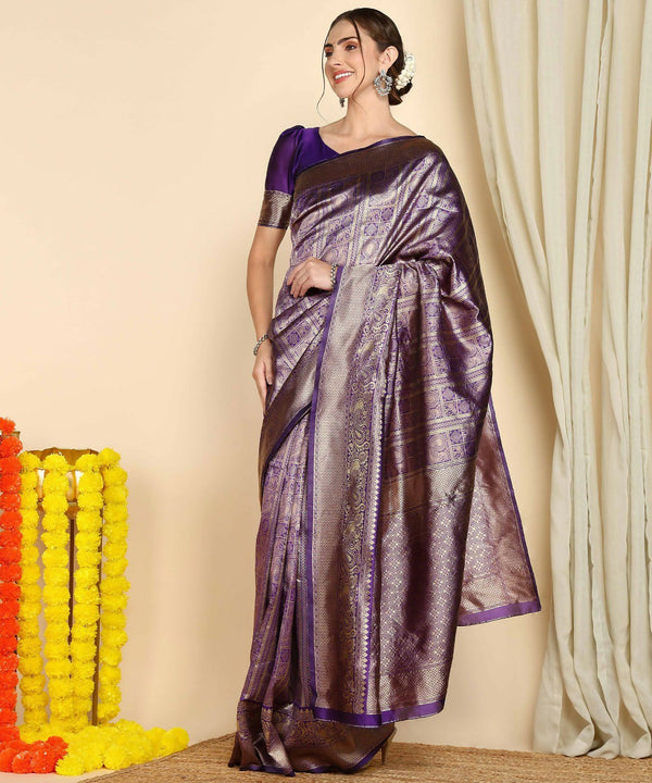Preksha Creation Designer Women Banarasi Soft Silk Saree - Dark Blue - Distacart