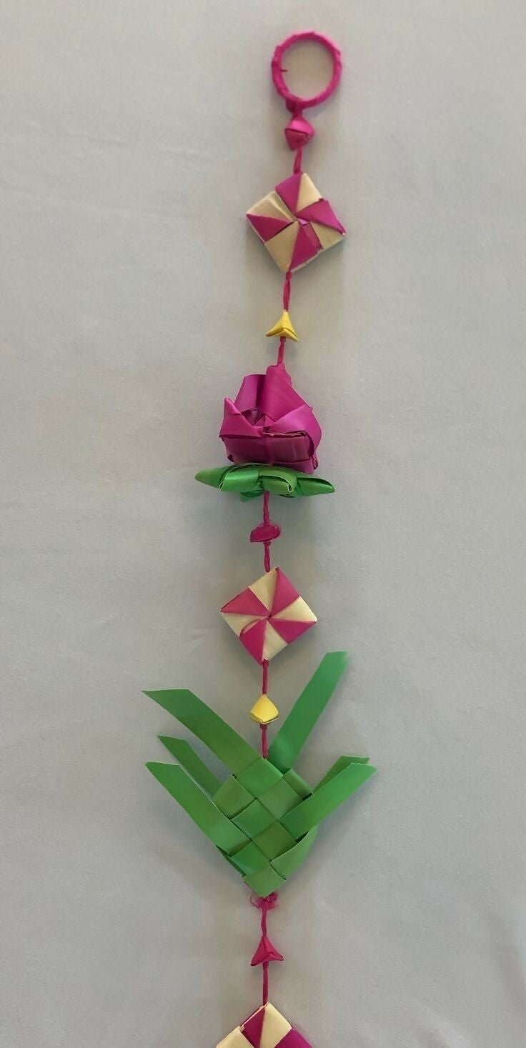 Shuddh Natural Hand Made Palm Leaf Fish & Lotus Hanging