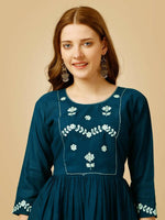 Thumbnail for Aastha Fashion Women's Blue Viscose Rayon Embroidered Casual Top - Distacart