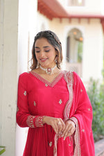 Thumbnail for Joban Fashion Pink Readymade Kurta Set With Sequence embroidery Work