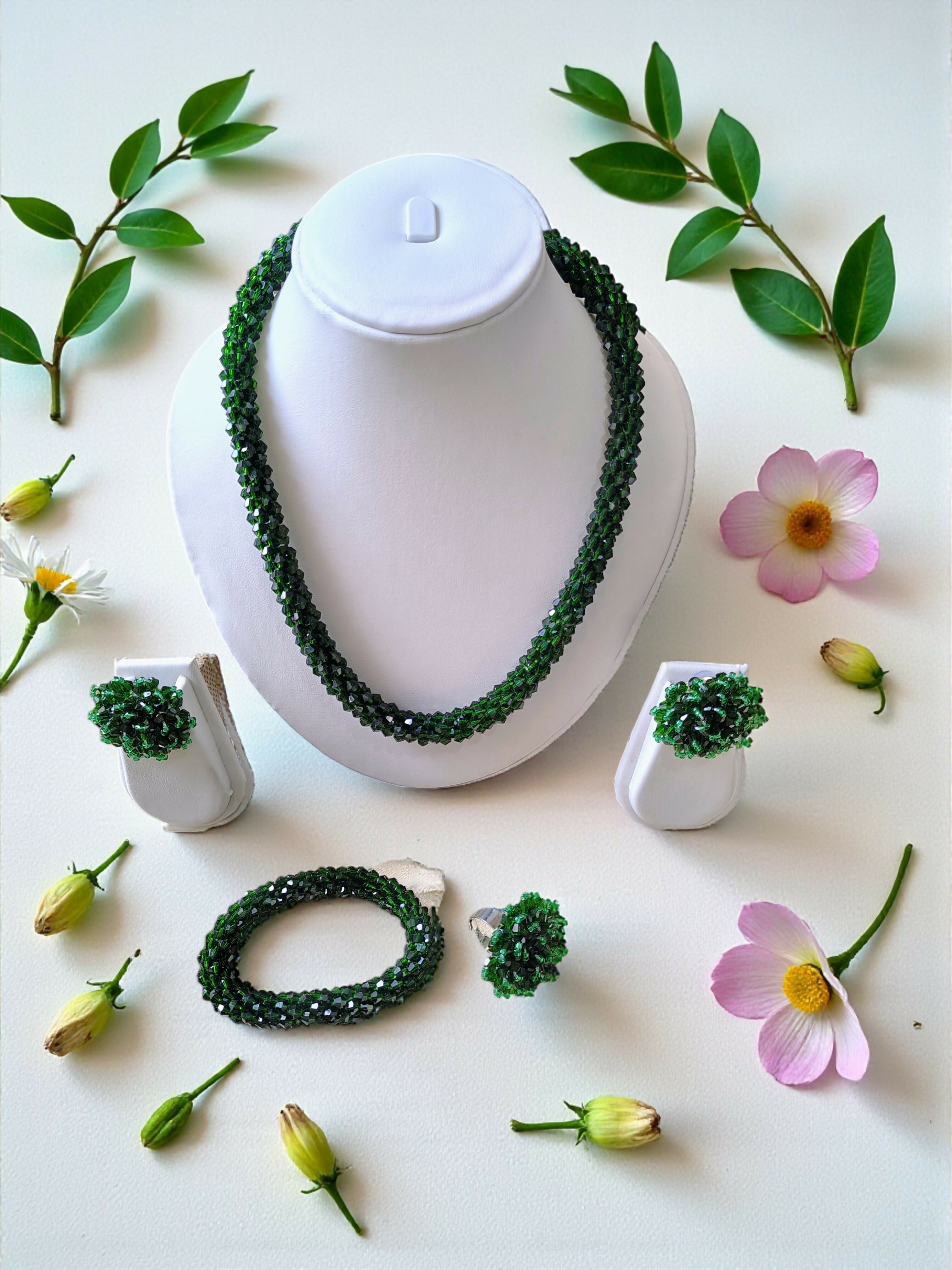 Inhanns Rangshine 4-In-1 Crystal Glam Set - Handmade - Dark Green - Distacart