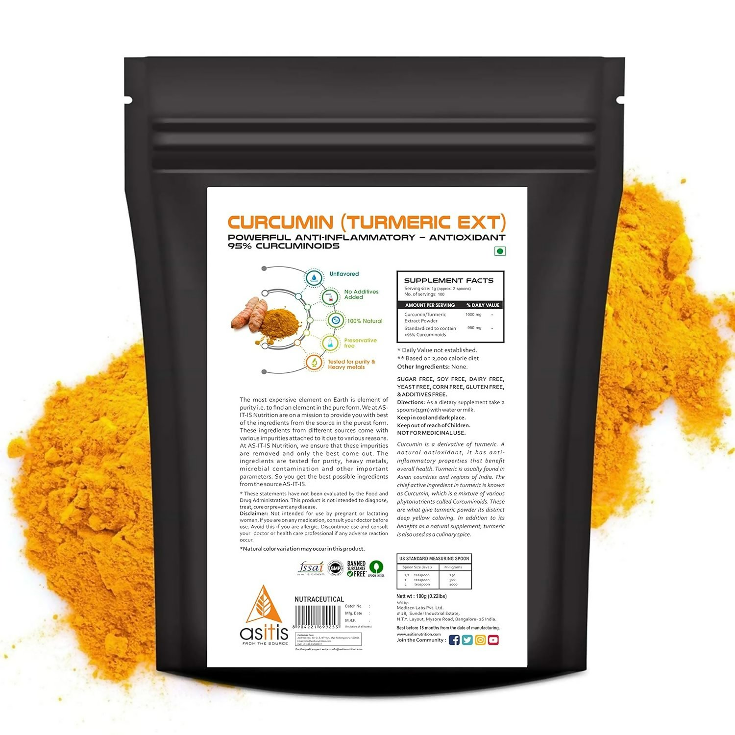 AS-IT-IS Nutrition Curcumin (Turmeric Extract) Powder - Distacart