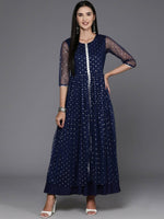 Thumbnail for Ahalyaa Women's Traditional wear Ethnic Dress - Navy Blue - Distacart