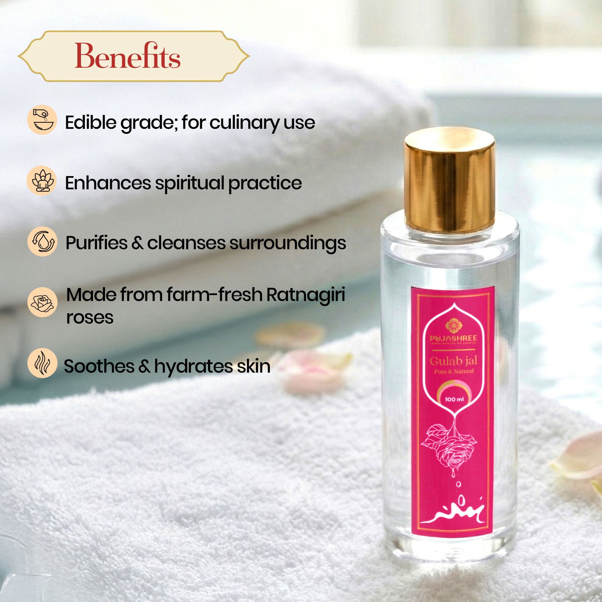 Pujashree Gulab Jal (Natural Rose Water Face Toner) - Dista