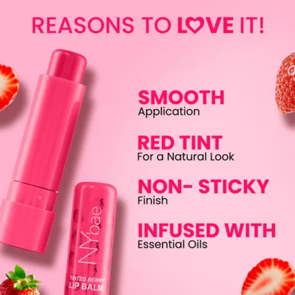 NY Bae Tinted Berry Lip Balm - Soft, Plump & Natural Red Tint - Distacart