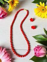 Thumbnail for Inhanns Crystal Bloom – Single Line Necklace + Studs - Red - Distacart