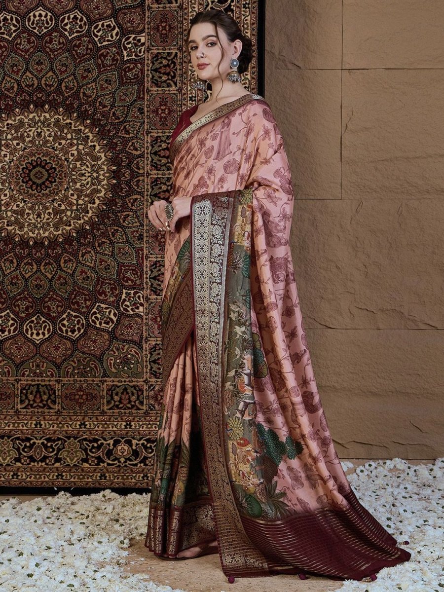 Anouk Kalamkari Zari Silk Blend Saree - Distacart