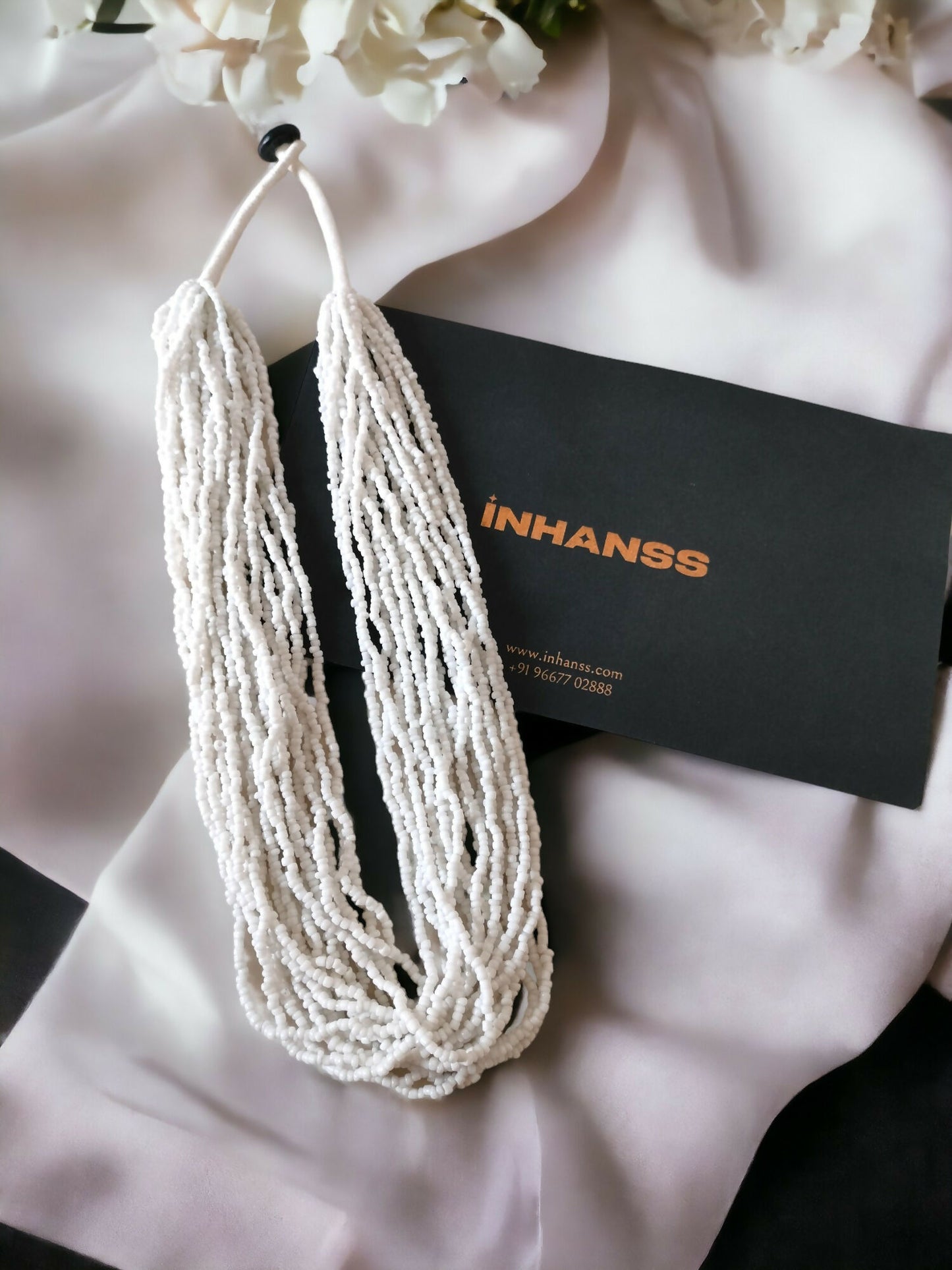 Inhanns Handmade Beaded Multilayer Necklace, 20 Layers - White - Distacart