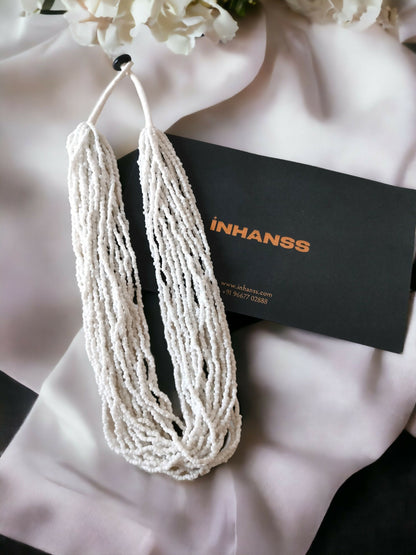Inhanns Handmade Beaded Multilayer Necklace, 20 Layers - White - Distacart